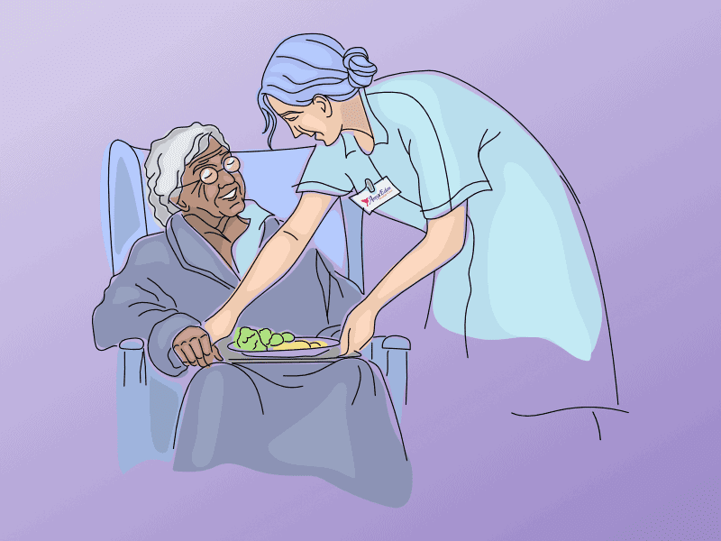 Caregiver Serving an Edlerly Resident