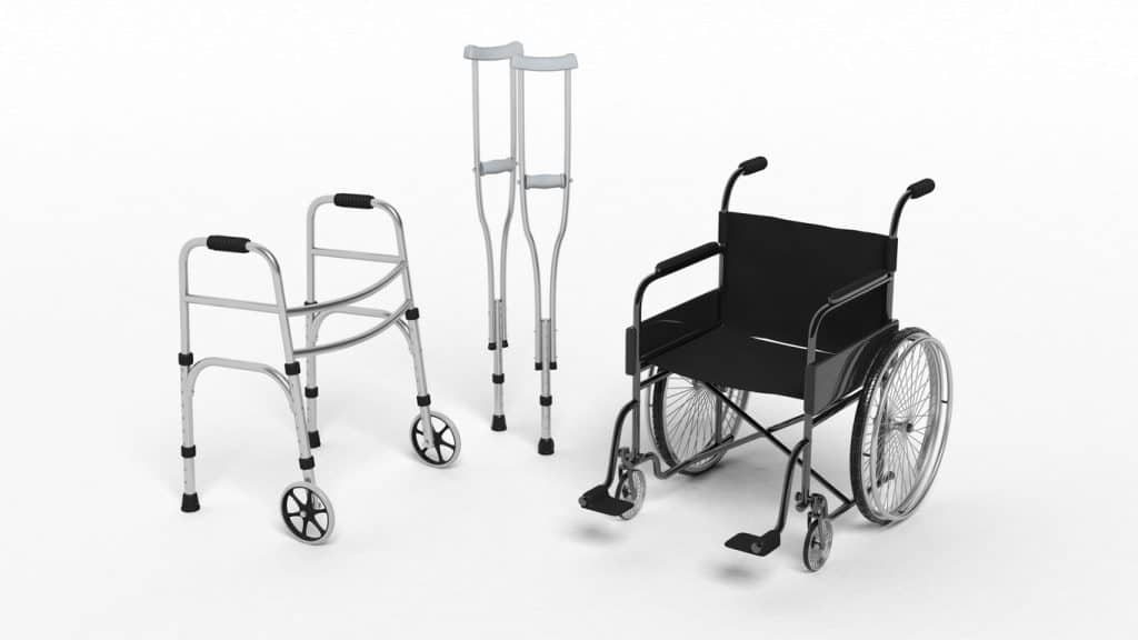 wheelchair, crutches, walker for people with mobility issues or therapy, in home nursing care