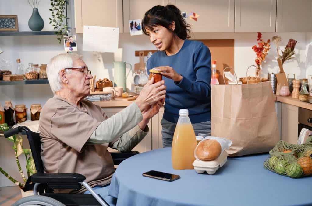 in-home caregiver brought home groceries for an elderly disabled man. non medical home care agencies