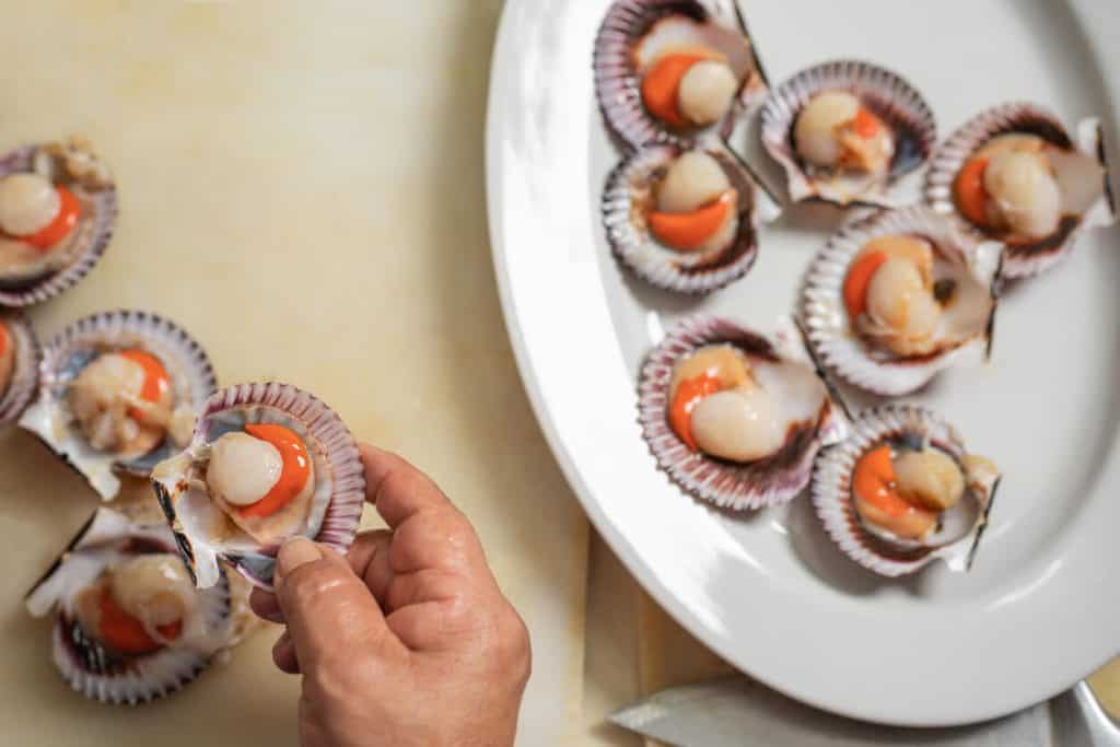 Gourmet plate of seafood in luxury assisted living home