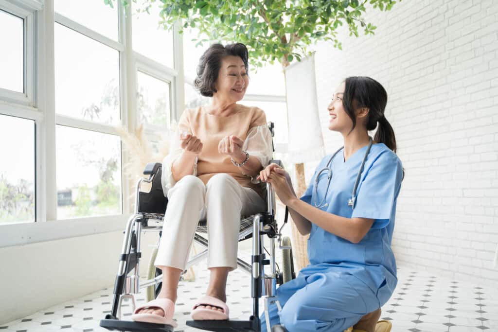 carer for the elderly jobs | visiting registered nurse assessing seniors condition