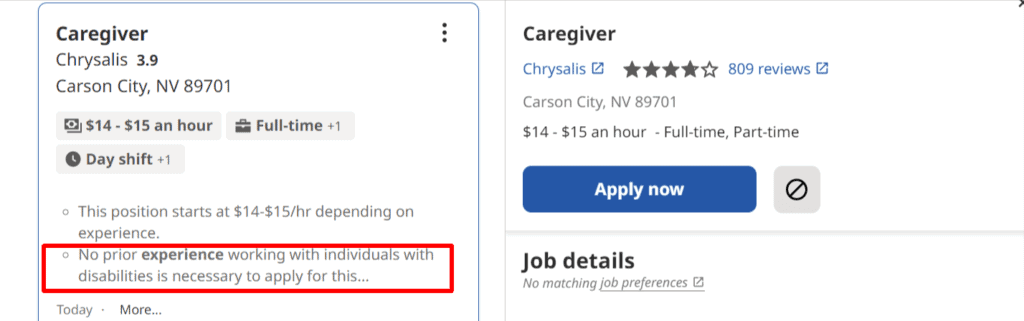 Caregiver jobs no experience
