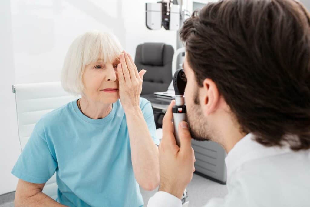 an older woman undergoing cataract surgery after 70