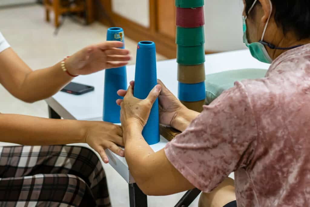 hand function training in stroke patient by using stacking cone - senior occupational therapy