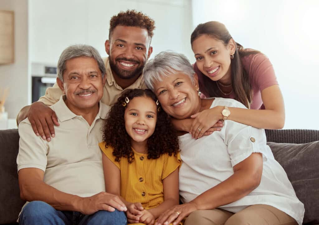 Family caregivers - A joyful family supporting their ill mother at home