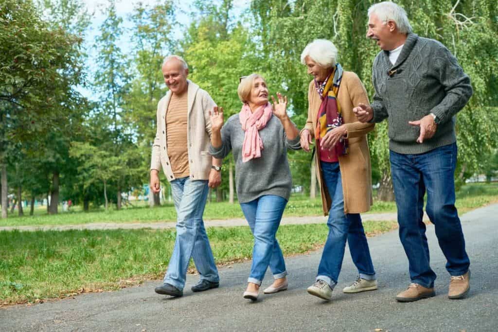a group of seniors during their walking exercises