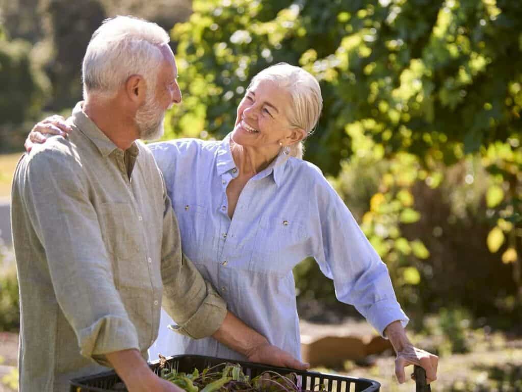 Independent Senior Living - Elderly couple in a garden