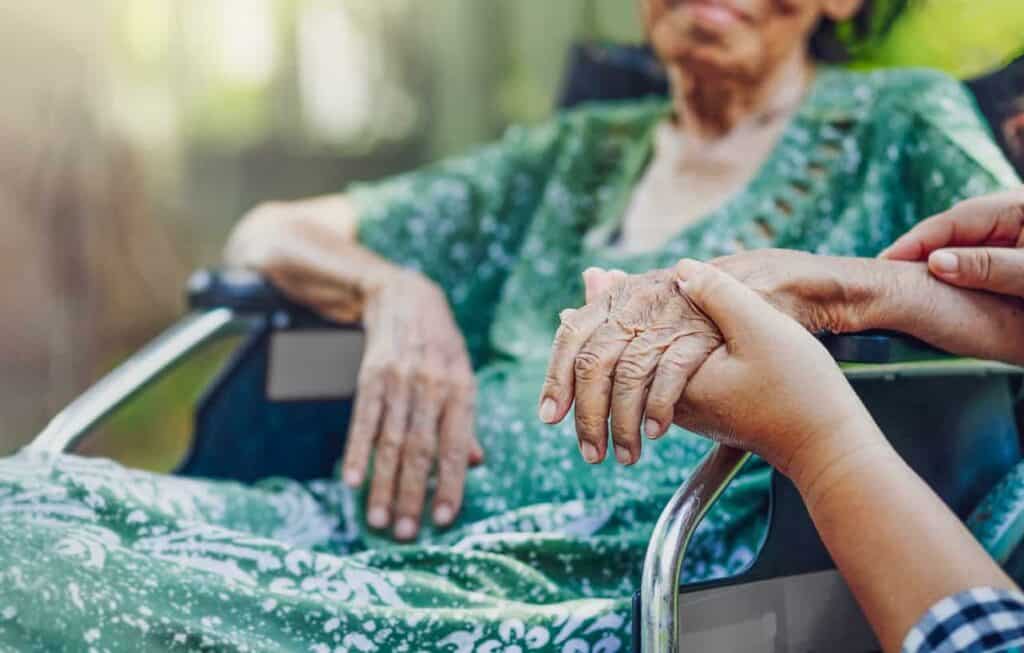 senior lady with her in-home caregiver