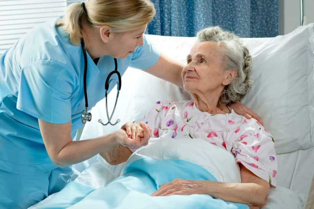 A senior receiving palliative care at a nursing home