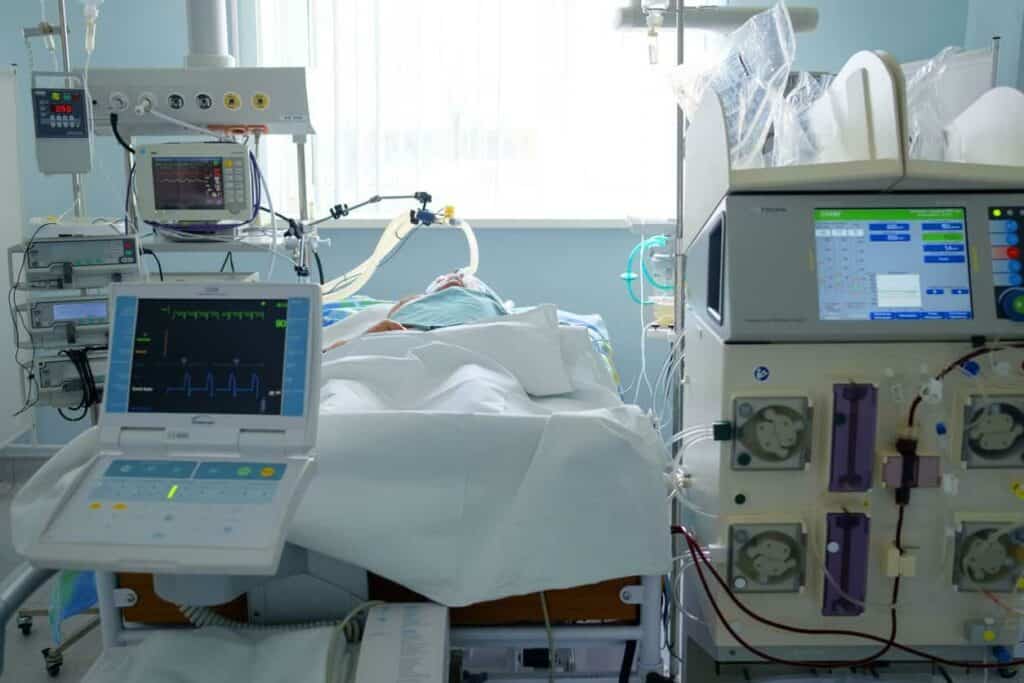 A senior patient in the Intensive Care Unit