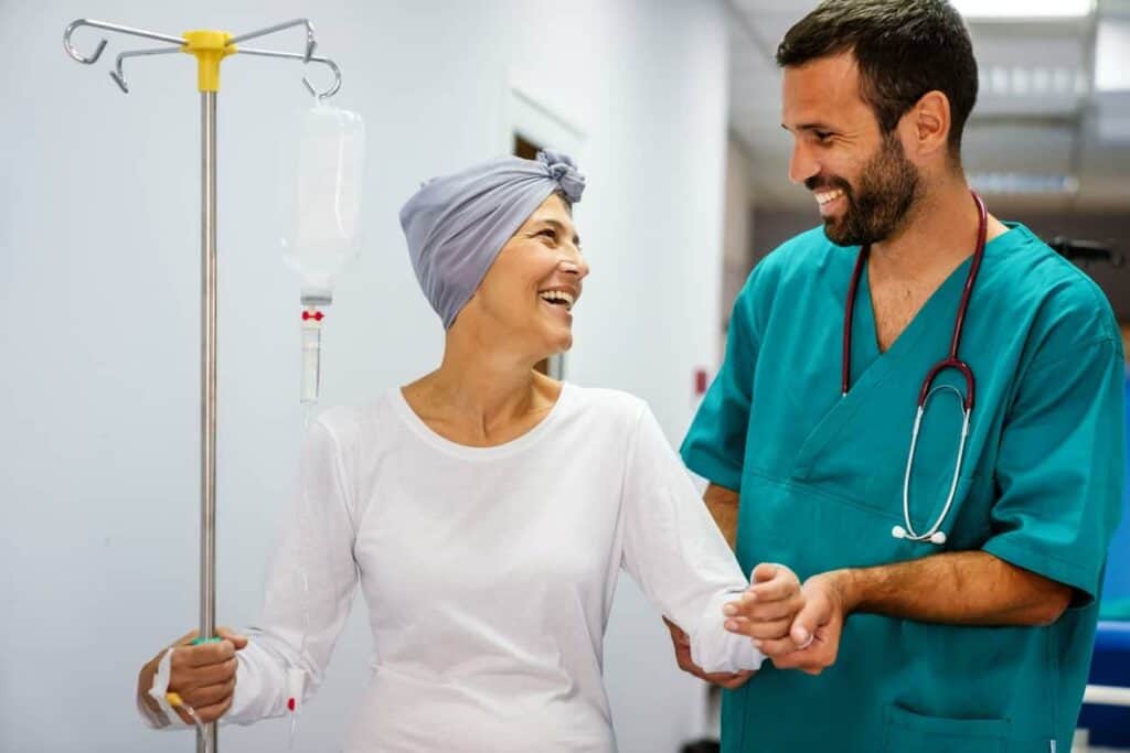 A recovering cancer patient receiving palliative care