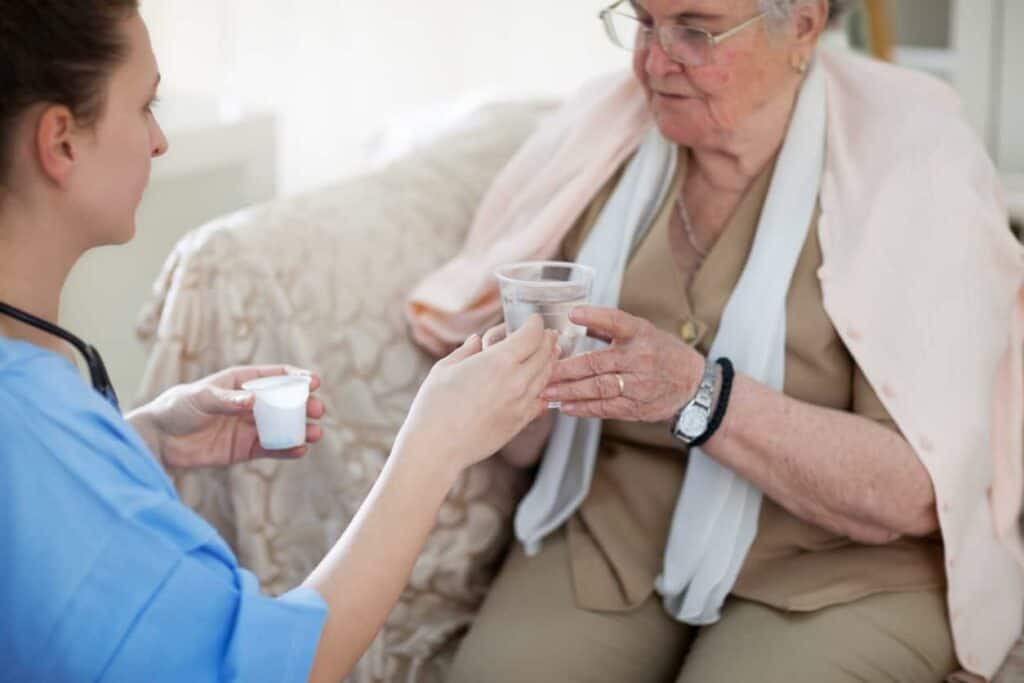 senior receiving routine hospice care at home