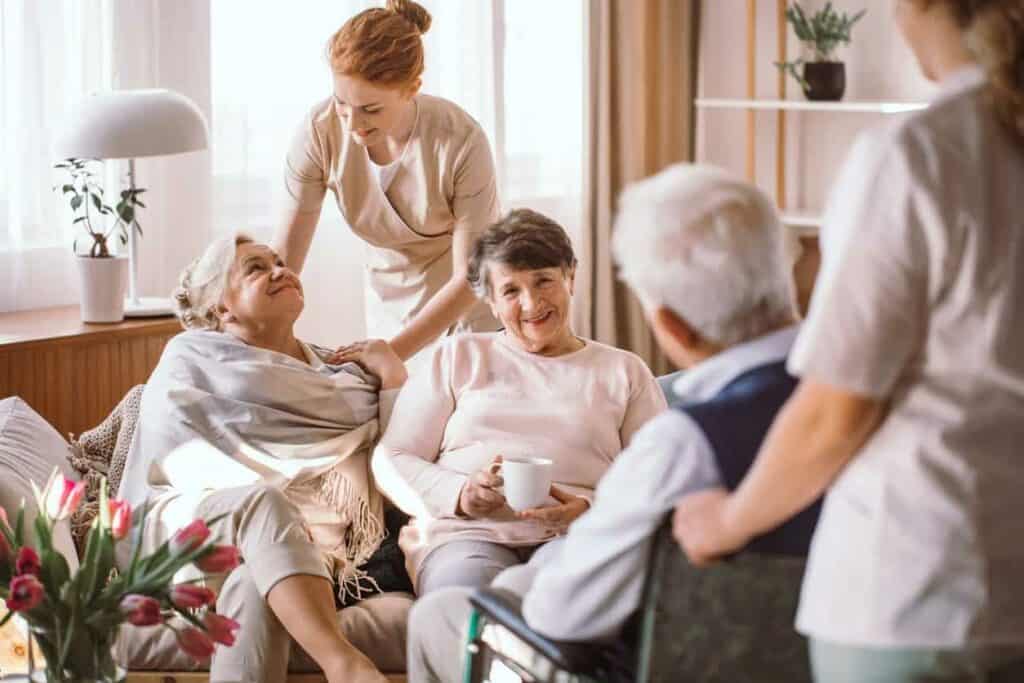 a family spending time with their loved one as they receive palliative care at home