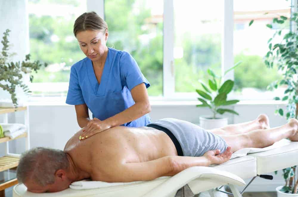 soft tissue massage on a senior - exercises and manual techniques