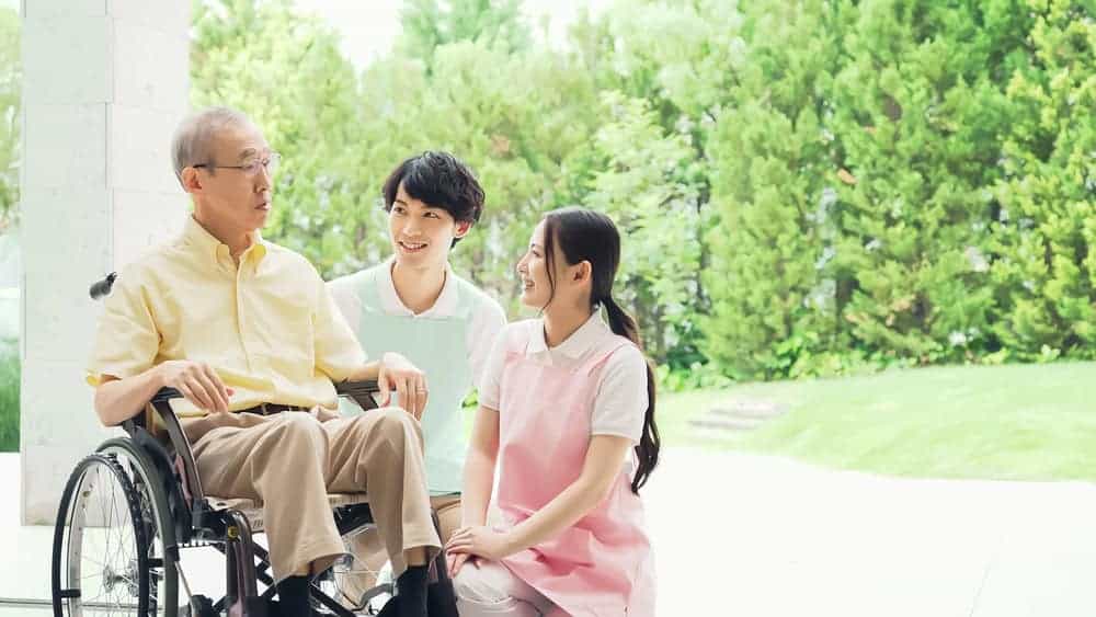 a family resting after visiting different types of care homes