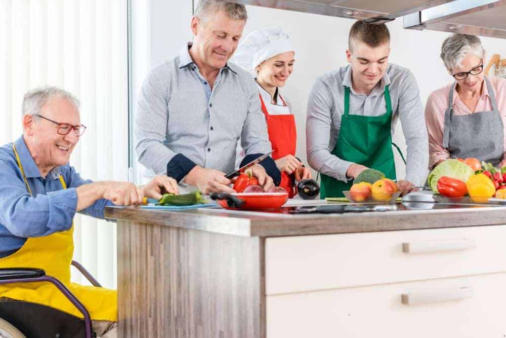 seniors helping in food preparation - types of diets for seniors