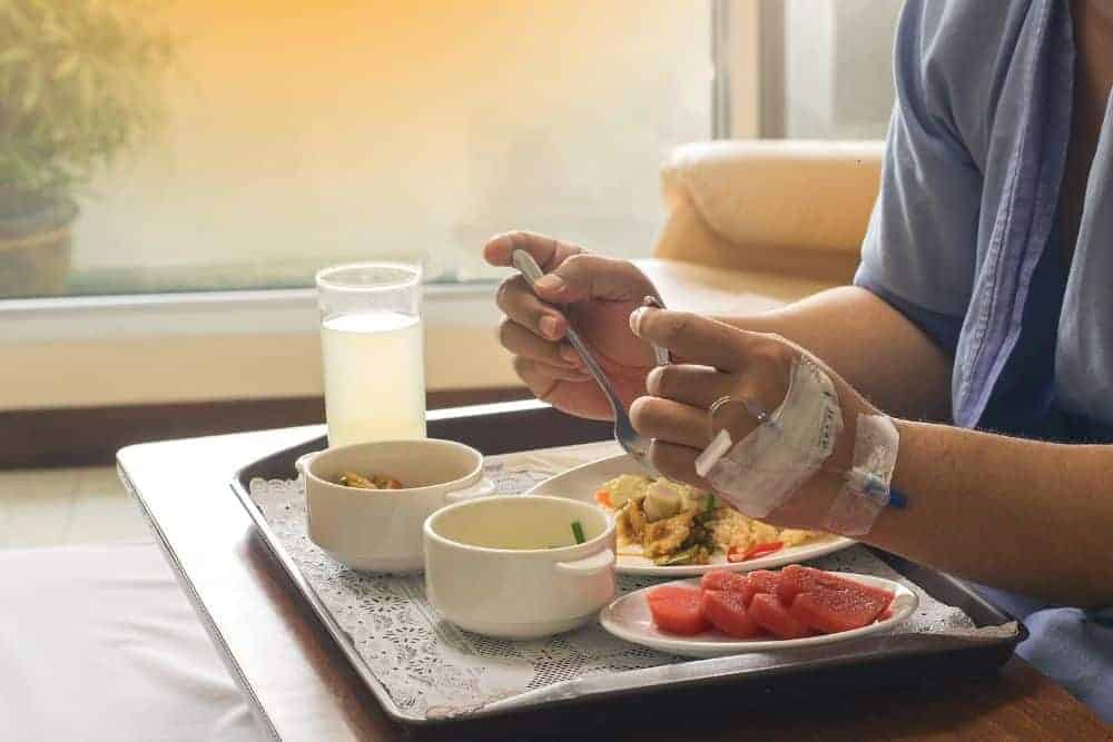 an older patient eating healthy food