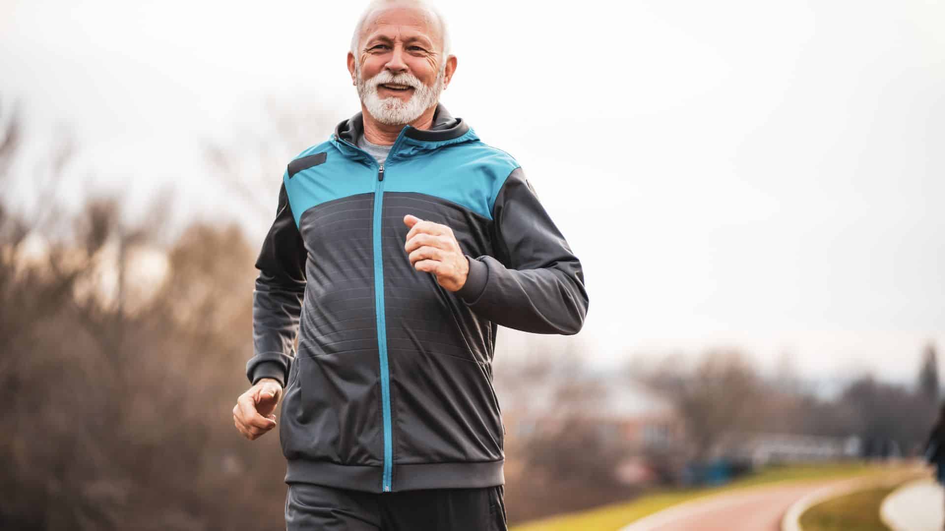 an old adult doing stretching exercises to stay active