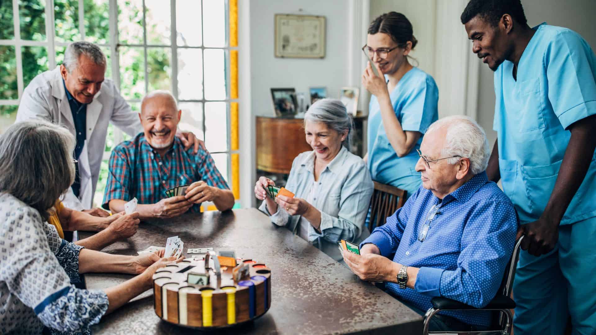 seniors playing a game together