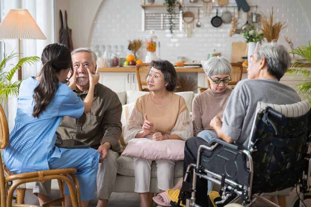 A family receiving guidance on all inclusive assisted living in Carson City, Nevada.