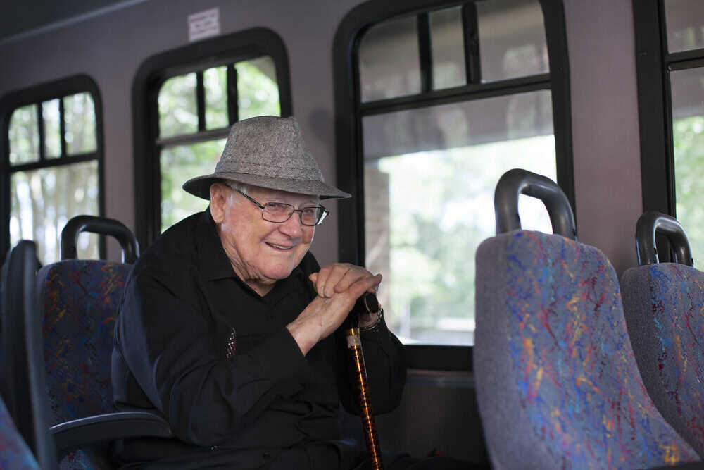 A senior enjoying a ride on an RTC bus in Reno, NV